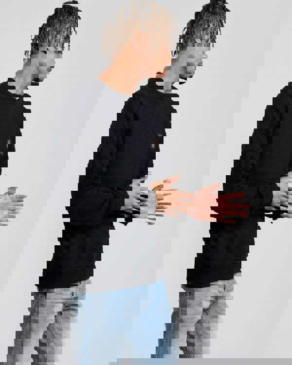 Belstaff Mens Crew Neck Sweatshirt With Logo Patch - Black