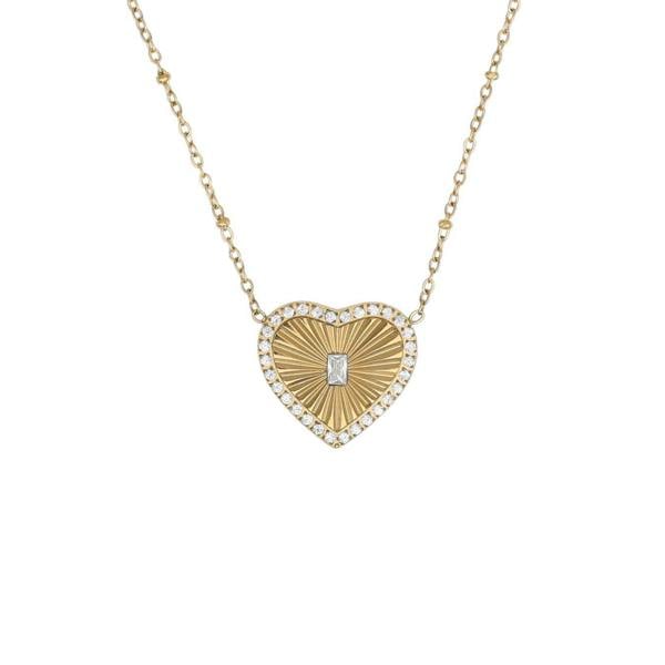 Say It With CZ Heart Necklace - Yellow Gold