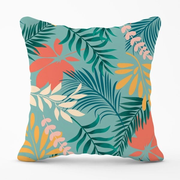 Warren Reed Abstract Bright Colorful Tropical Leaves Cushions