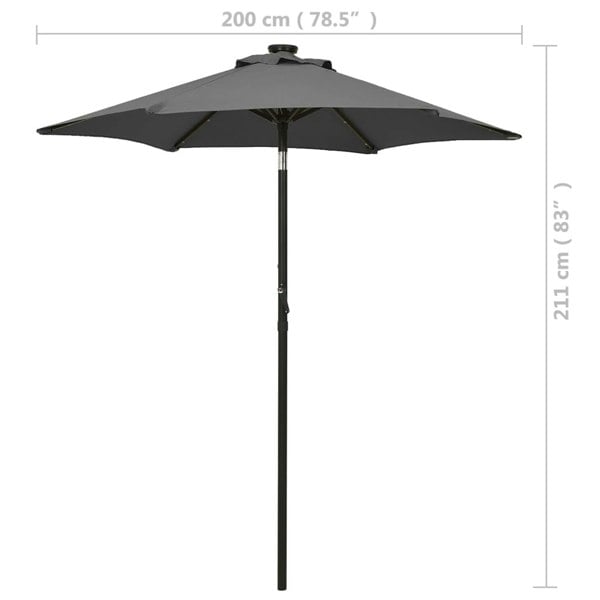 Berkfield Parasol with LED Lights Anthracite 200x211 cm Aluminium