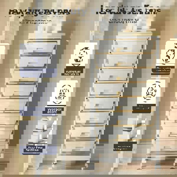 Levede 8 Drawers Storage Trolley Utility Cart Plastic Mobile Organiser Unit