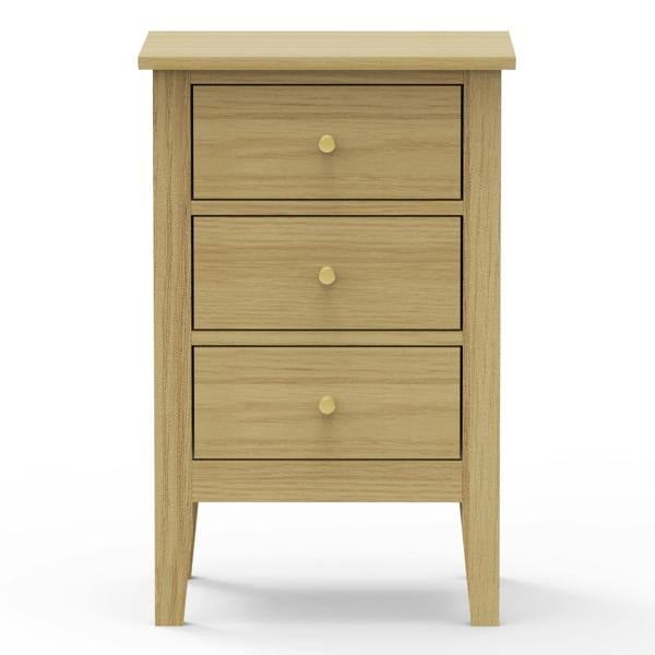 Core Products Set of 2 Henley 3-Drawer Premium Light-Oak Effect Bedside Cabinets