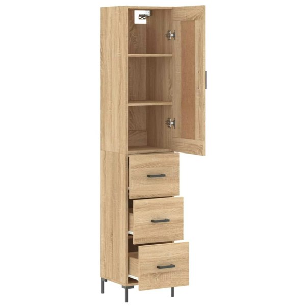 Berkfield Highboard Sonoma Oak 34.5x34x180 cm Engineered Wood