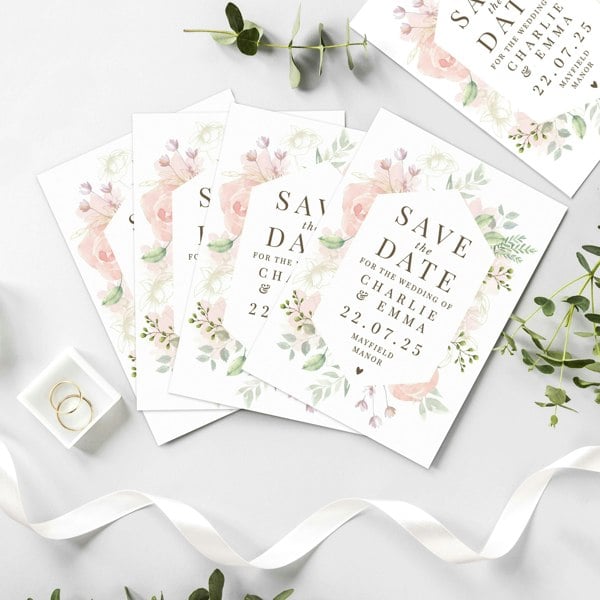 Personalised Memento Company Personalised Floral Wedding Save the Dates Pack of 36