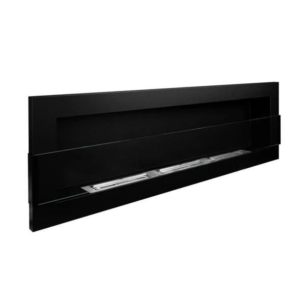 BIOFireplacesGMT Bioethanol Fireplace Wall Mounted 1200x400 Black Matt with Glass Ventless