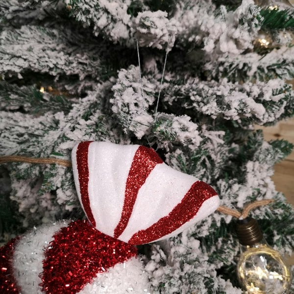 Samuel Alexander 28cm Red and White Glitter Candy Stripe Sweet Hanging Christmas Decoration