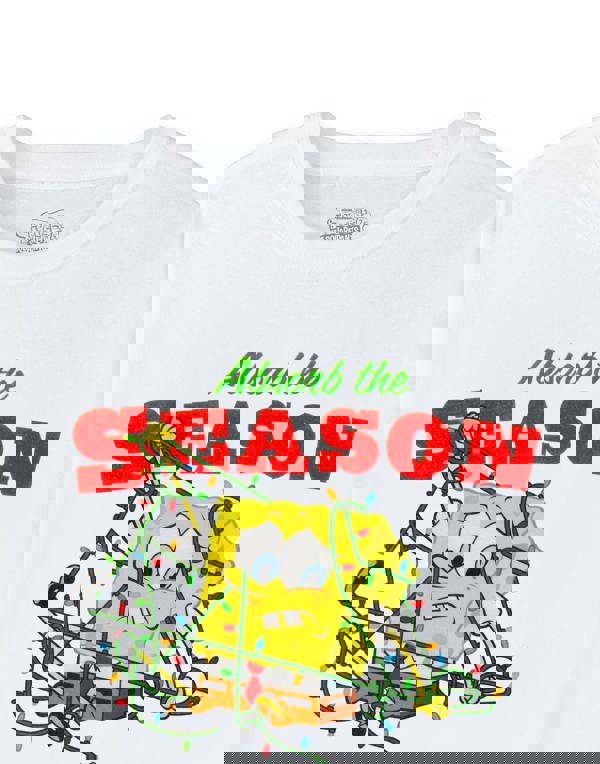 SpongeBob SquarePants Unisex White Absorb the Season Short Sleeved T-Shirt