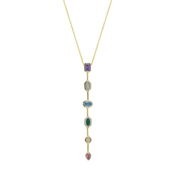 Spero London Kaleidoscope Y Lariat Sterling Silver Drop Necklace