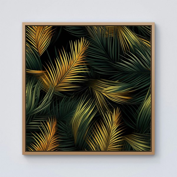 Warren Reed Golden Palm Leaves Framed Canvas