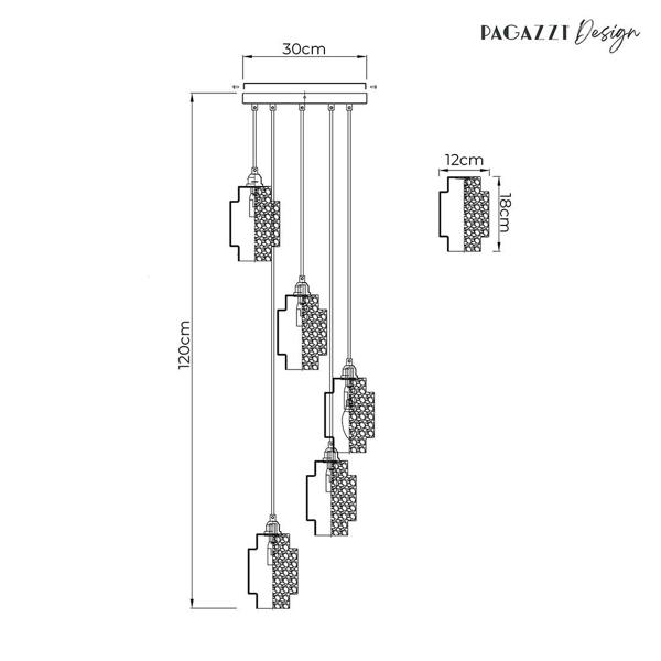 Pagazzi Lighting Evelle 5-Light Chrome Cascading Pendant
