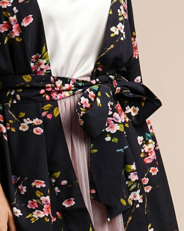 Antonia York Black & Pink Kimono | Coco Cherry Blossom Print Robe