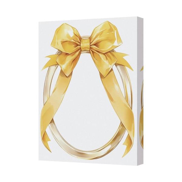 Benjamin Tate Design Golden Ribbon Bow Canvas Wall Art Printed Home Decor For Living Room