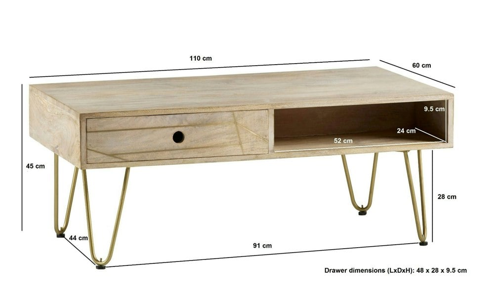 IH Design Rectangular Coffee Table Barbuto Light Mango
