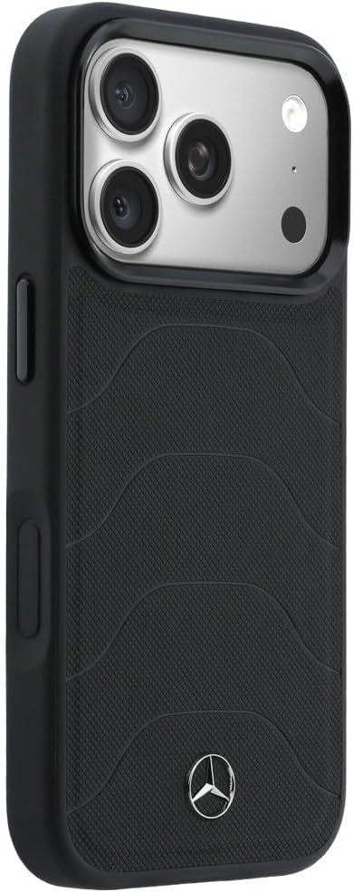 Mercedes Benz Bow Line Leather Case with MagSafe for iPhone 17 Pro 6.3" Black - MEHMP17L25PMERCK