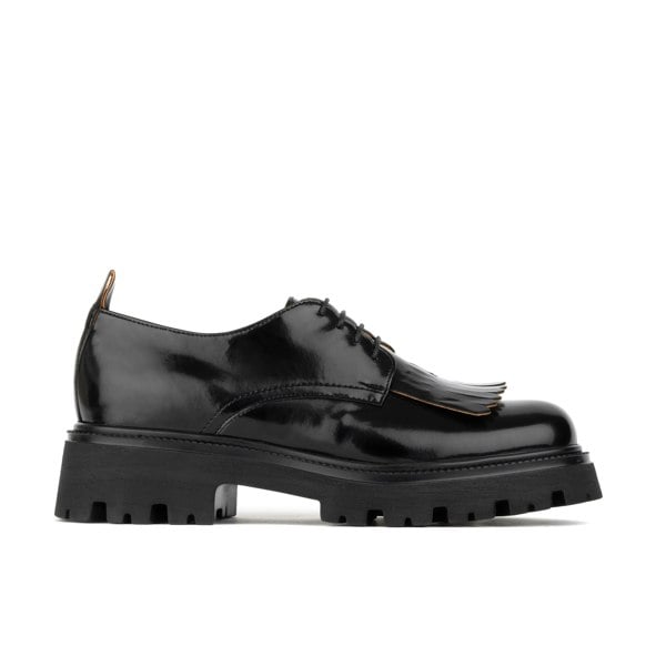 Embassy London Mila - Black - Women's round toe front tassel chunky platform leather shoe