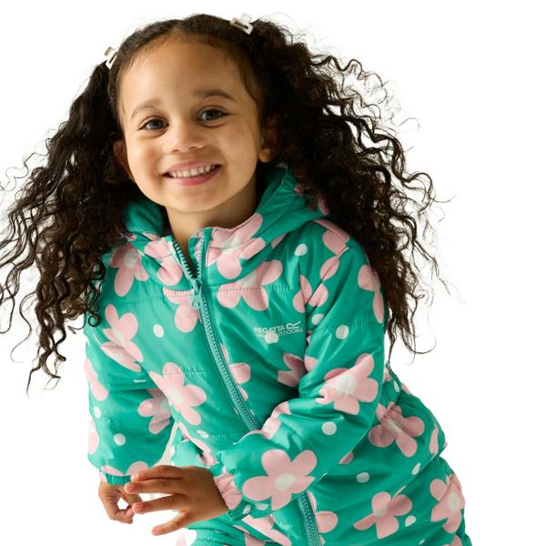 Regatta Childrens/Kids Penrose Floral Quilted Puddle Suit - Emerald Green - 