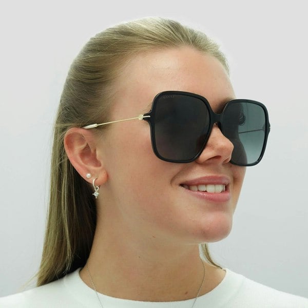 Gucci Sunglasses GG1267S 001 Shiny Black and Gold Grey Gradient