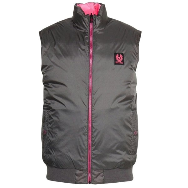 Belstaff Flash Circuit Reversible Down Filled Men's Gilet Jacket - Granite Grey & Neon Pink