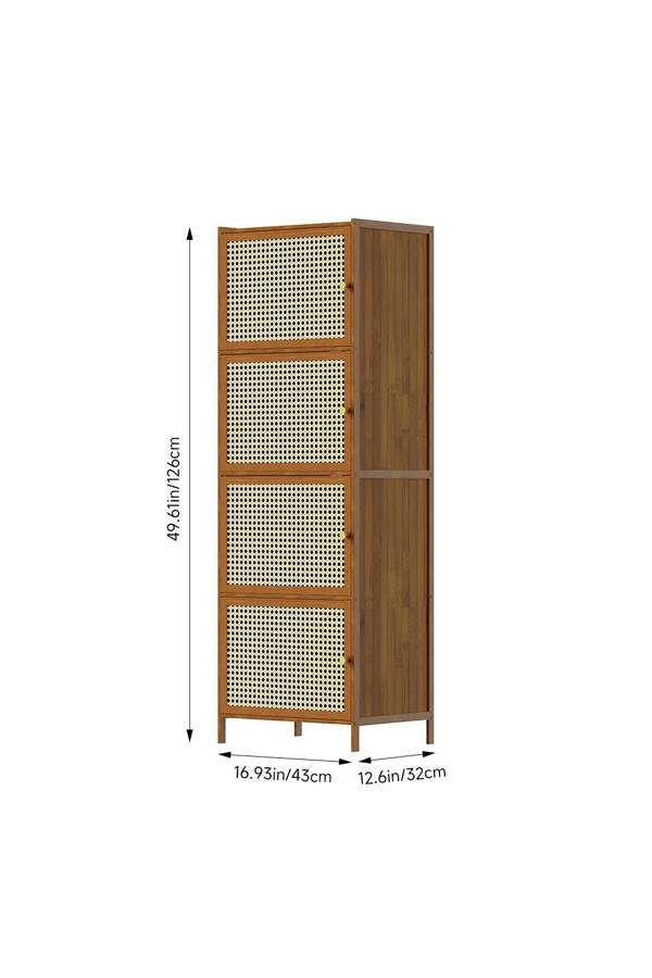 Living and Home 4-Tier Narrow Bookcase Storage Cabinet with Doors