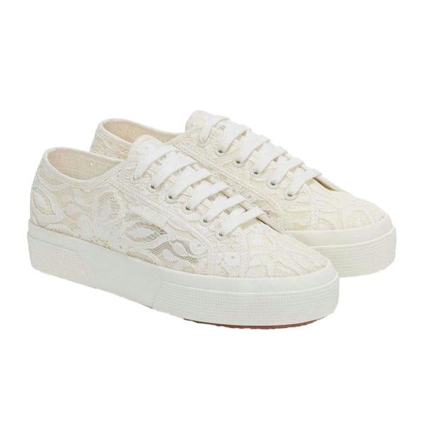 Superga Womens/Ladies Macramé Trainers - Blancwhite/Avorio - 