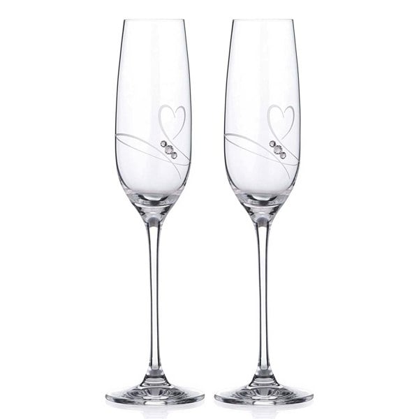 Diamante Romance Crystal Champagne Flutes - Set of 2