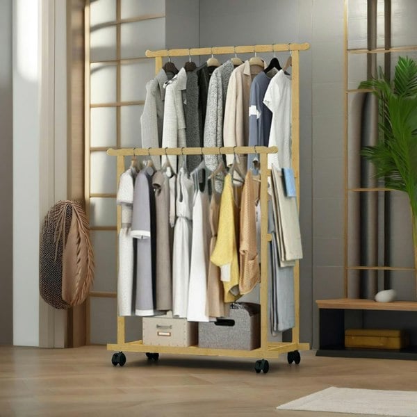 Rafaelo Mobilia Bamboo 4-in-1 Open Wardrobe With Hanging Rails