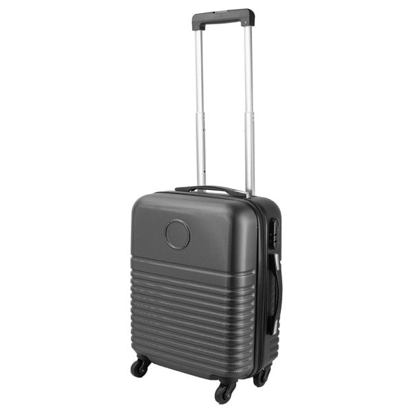 Dark Grey Lightweight Travel Cabin Suitcase With Wheels & Handle