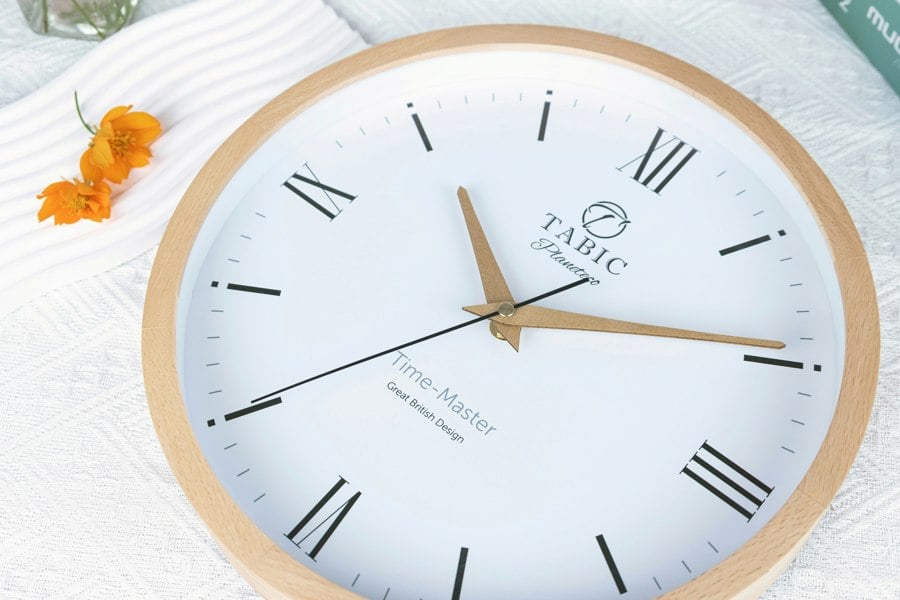 Tabic Time Clock - Planeteco Time Master - Roman numeral wall clock for home decor.