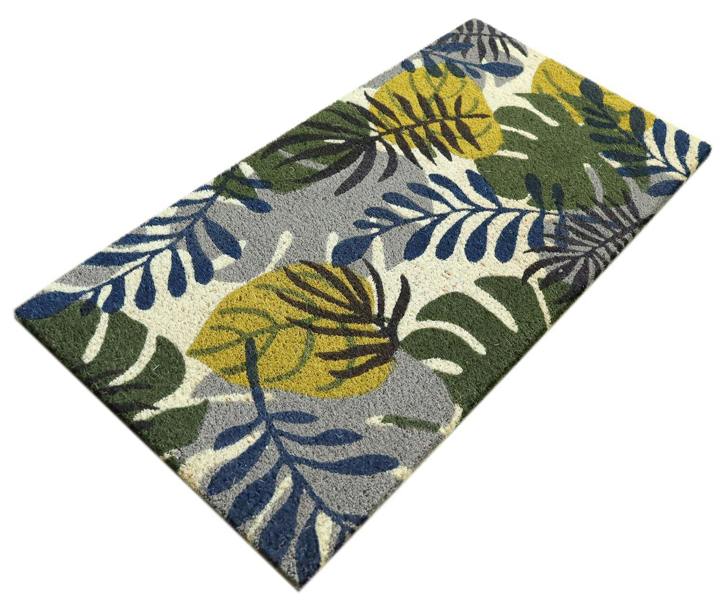 A.Unique Home 15mm Coir Doormat Non-Slip PVC Back - Leaf 40x80cm
