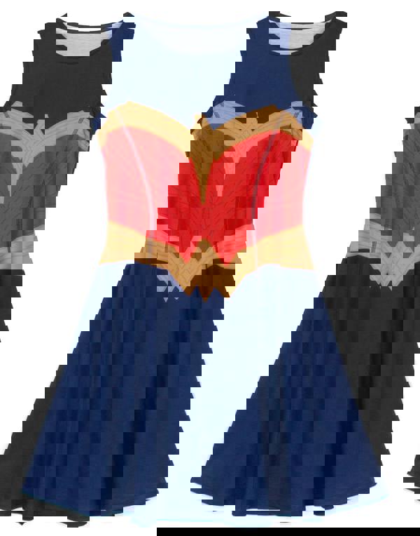 DC Comics Girls Blue Logo Sleeveless Skater Dress