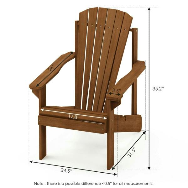 WALPLUS Tioman Small Hardwood Adirondack Patio Chair in Teak Oil, Natural | Modern Home Decor