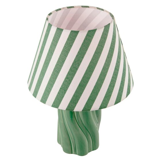 Happy Homewares Glossy Sage Green Glazed Ceramic Lamp with Sculptural Twisted Base