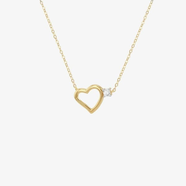 T. H. Baker 9ct Yellow Gold Cubic Zirconia Open Heart Necklace 1.19.2744