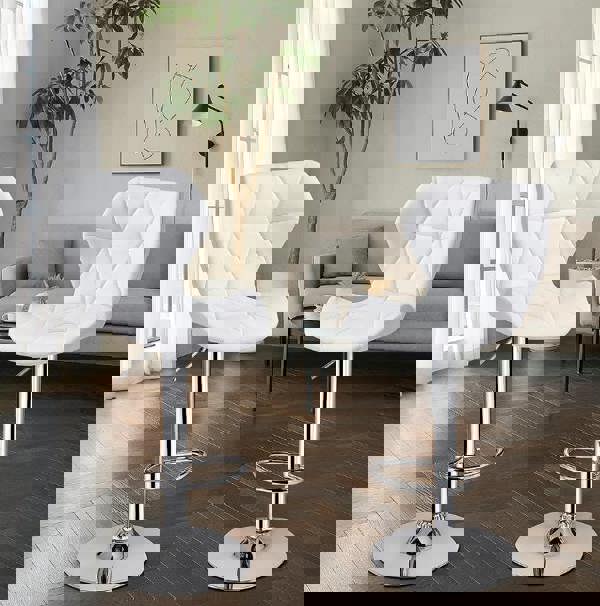 Modcraft Set of 2 Adjustable Swivel Bar Stools with Backrest Gas Lift Kitchen Breakfast Chairs