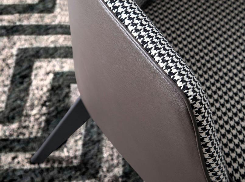 Angel Cerdá Black and White Fabric and Chocolate Brown Leatherette Armchair 5011
