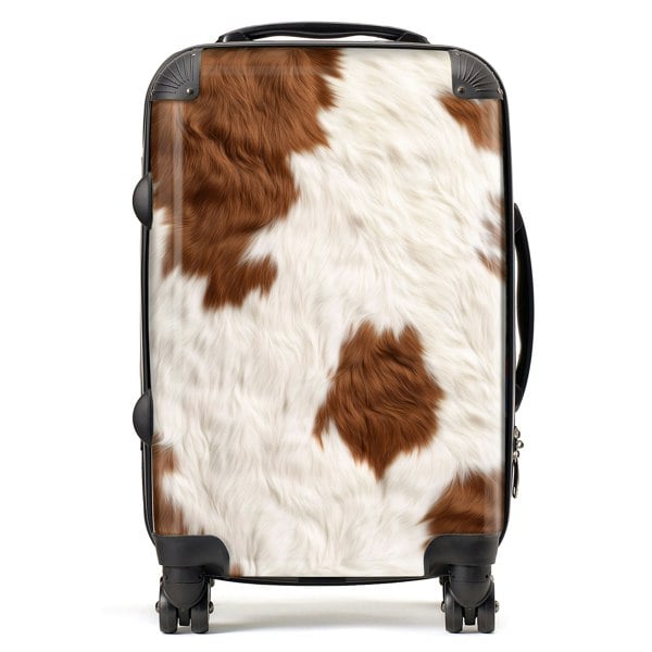 Warren Reed Brown And White Cow Hide Print Suitcase