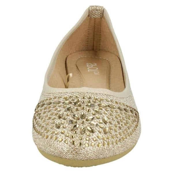 Spot On Ladies Spot On Jewel Trim Vamp Ballerinas