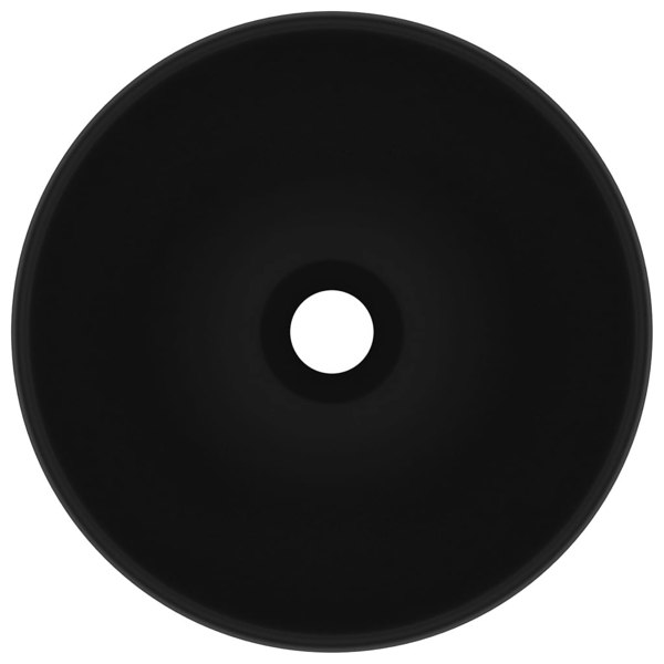 Berkfield Luxury Bathroom Basin Round Matt Black 32.5x14 cm Ceramic
