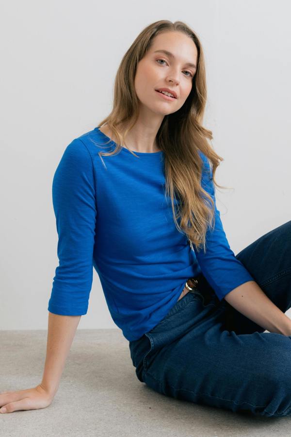 Lily & Me Monica Organic Cotton Jersey Top Silver Cobalt