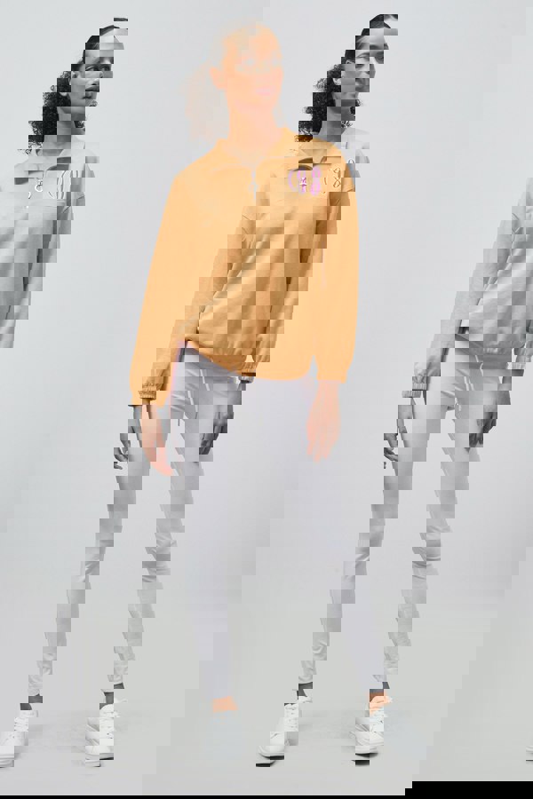 ENORSIA Half Zip High Neck Embroidery Sweatshirt