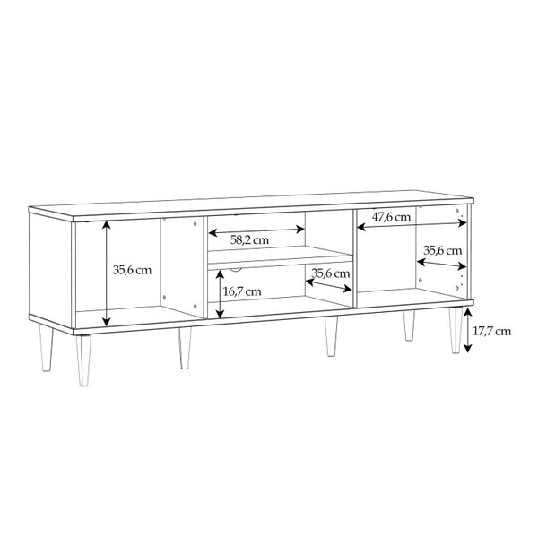 Wyld Haus Mallowmoss Rattan and Wood 2 Door 1 Shelf TV Unit