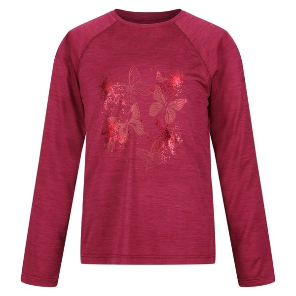 Regatta Childrens/Kids Burnlee Butterflies Marl Long-Sleeved T-Shirt - Rumba Red