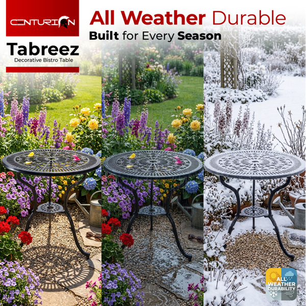 Centurion Supports TABREEZ Garden and Patio Black Cast Aluminium Bistro Table