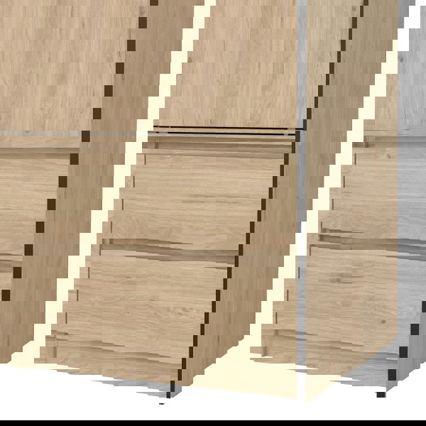 Furniture To Go Line Wardrobe with 2 Sliding Doors 1 Small Door and 2 Drawers in Jackson Hickory Oak