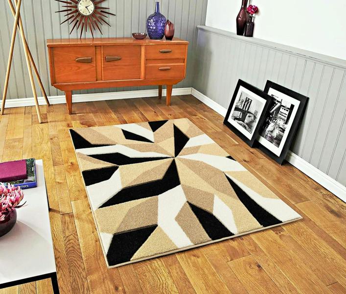 Smart Living Carved Rug Contemporary - Beige Black