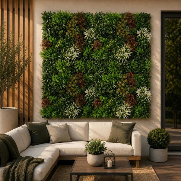 Luxury Artificial Plants Green Wall Panel 1m x 1m - Ember