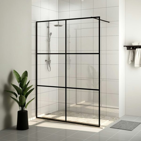 Berkfield Walk-in Shower Wall with Clear ESG Glass 140x195 cm Black