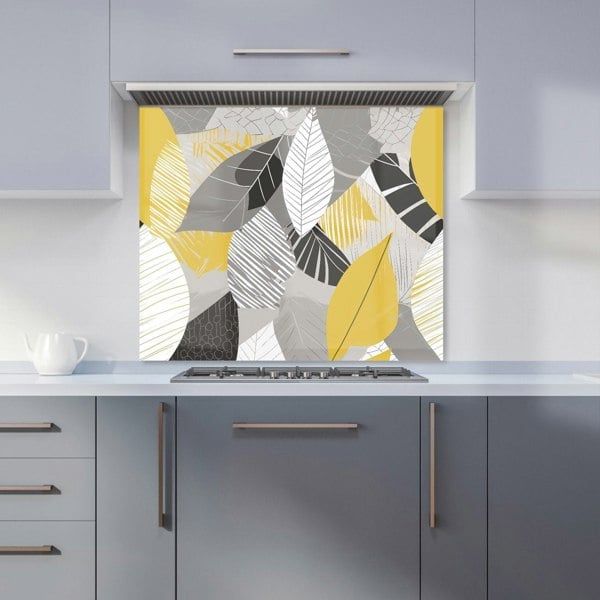 Warren Reed - Designer Grey Yellow Autumn Leaves Kitchen Splashback