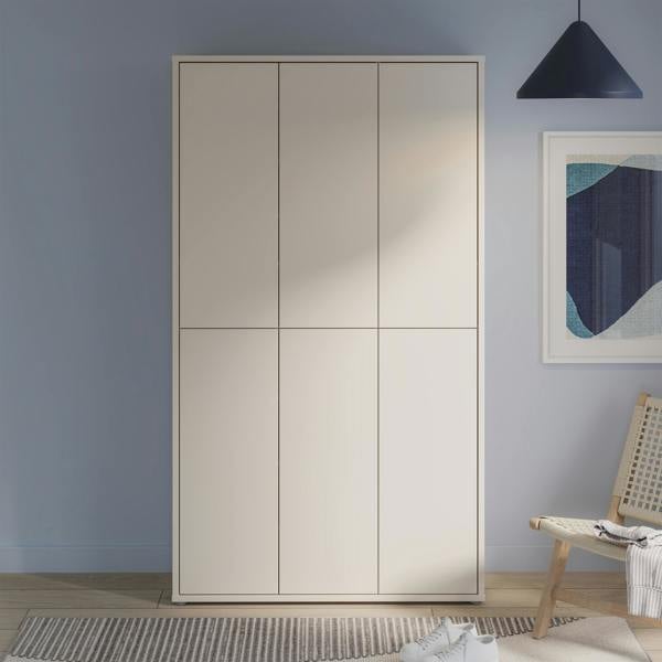 Furniture To Go Alice Springs Tall Shoe Cabinet with 6 Doors Push-to-Open in Sand