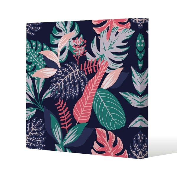 Benjamin Tate Design Tropical Plant Leaves Slim Style Canvas Print  60x60cm , 15mm Slim Real wood.
